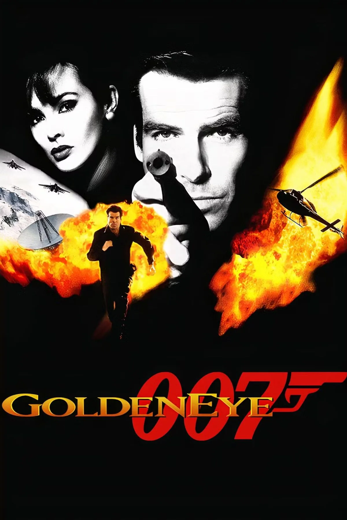 Hình ảnh bìa game GoldenEye 007 trên hệ máy Nintendo 64, với biểu tượng 007 và James Bond, đại diện cho tựa game FPS kinh điển.