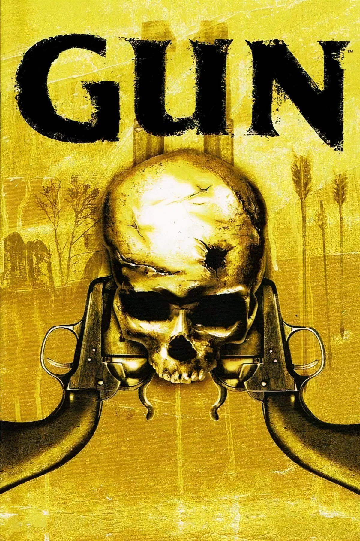 hình ảnh bìa game Gun với hai nhân vật chính và khẩu súng