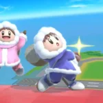 Hình ảnh bộ đôi Ice Climbers Pop và Nana đang chiến đấu trong Super Smash Bros. Ultimate.