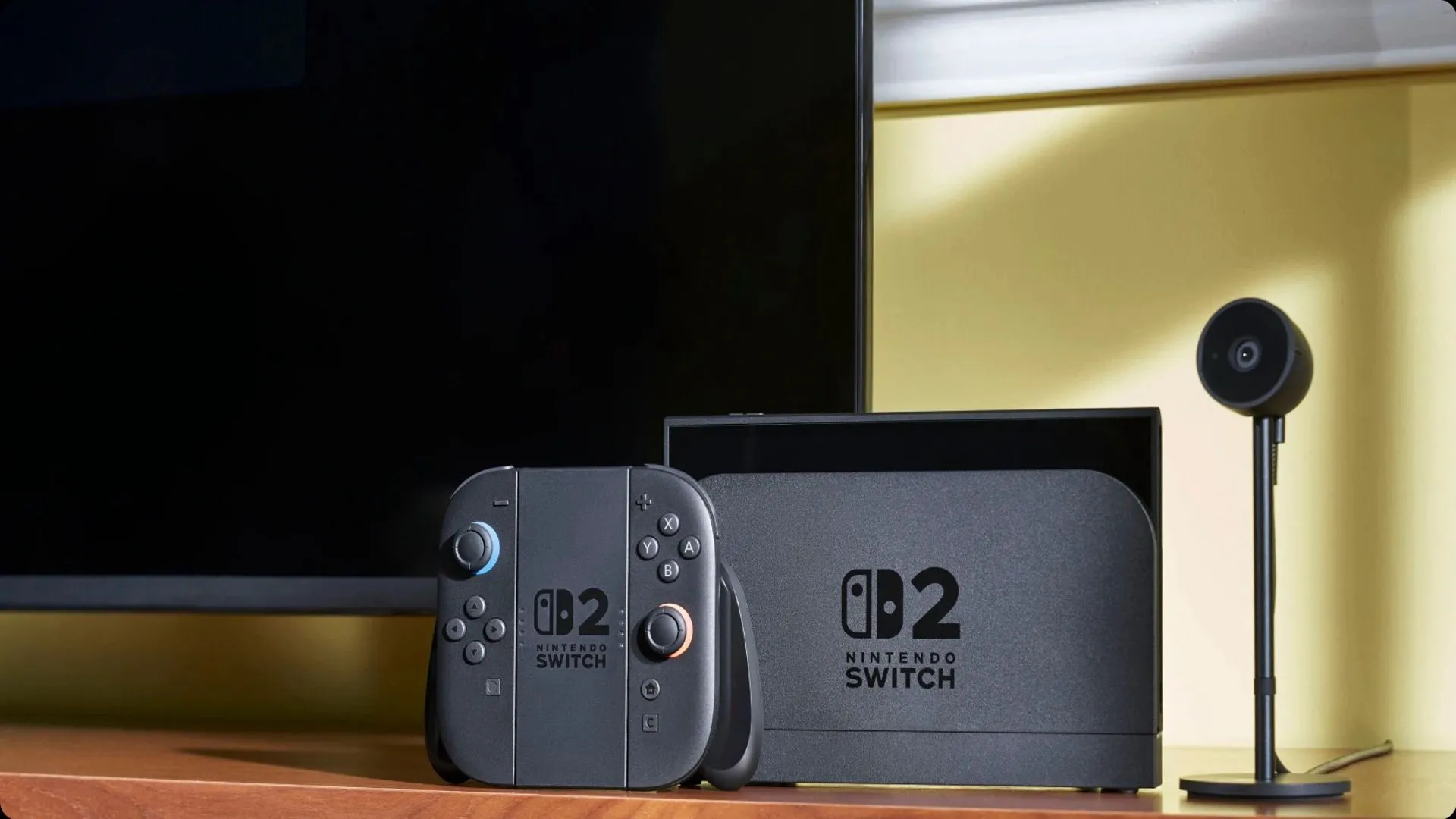 Hình ảnh chính thức của Nintendo Switch 2 cùng bộ điều khiển và mic