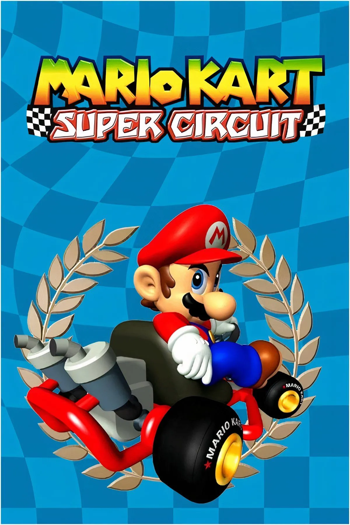 Hình ảnh đường đua trong Mario Kart: Super Circuit trên GBA, thể hiện đồ họa Mode 7 cổ điển và lối chơi đua xe sôi động.