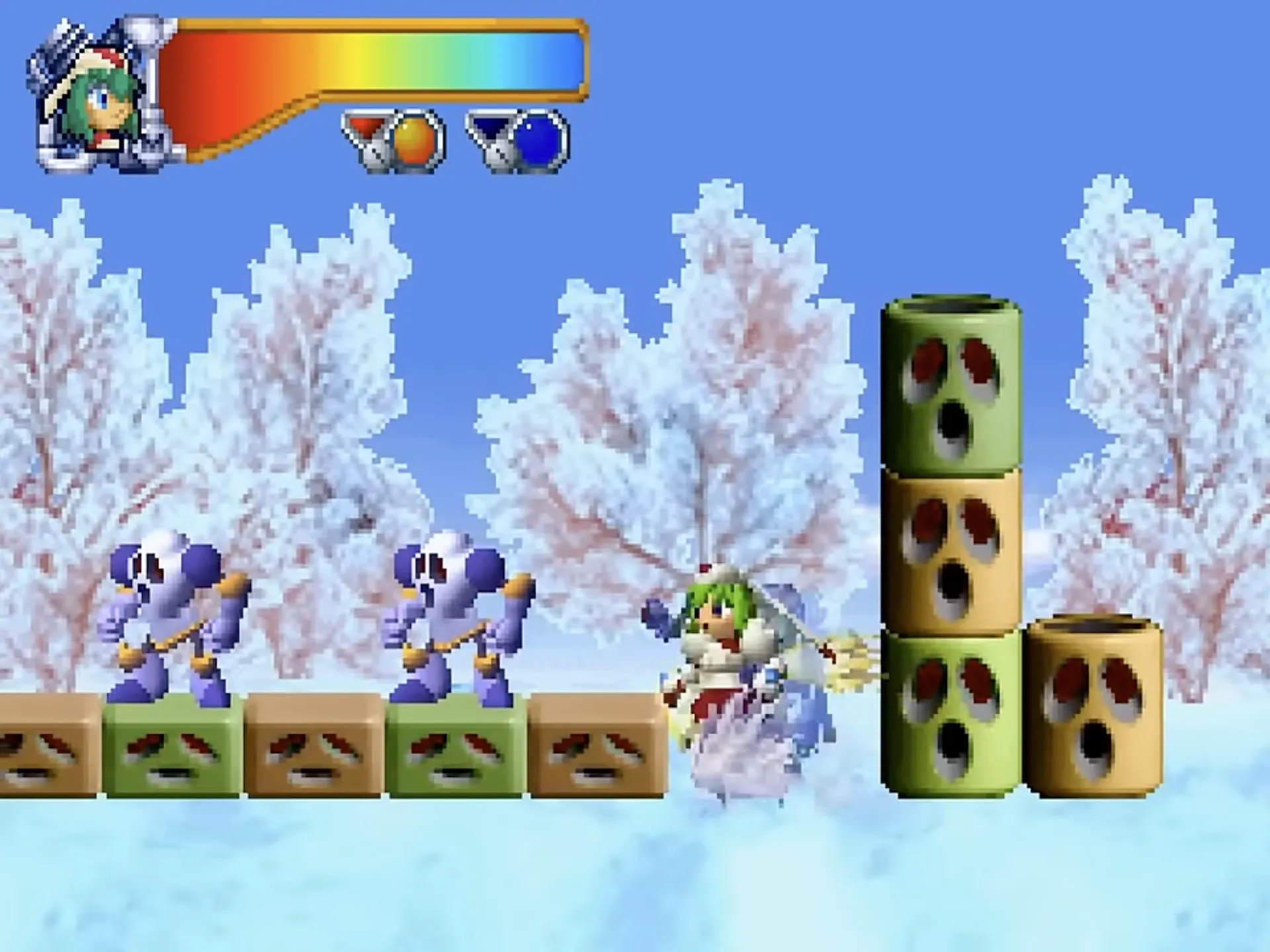 Hình ảnh game đi cảnh 2D Mischief Makers trên Nintendo 64, một tựa game được đánh giá thấp