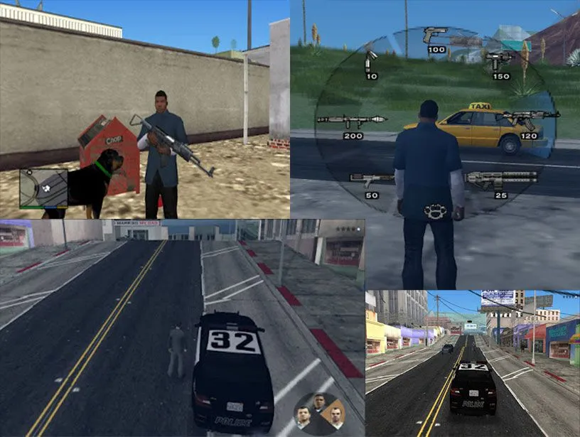 Hình ảnh gameplay của bản mod Grand Theft Auto V Legacy trên nền PS2