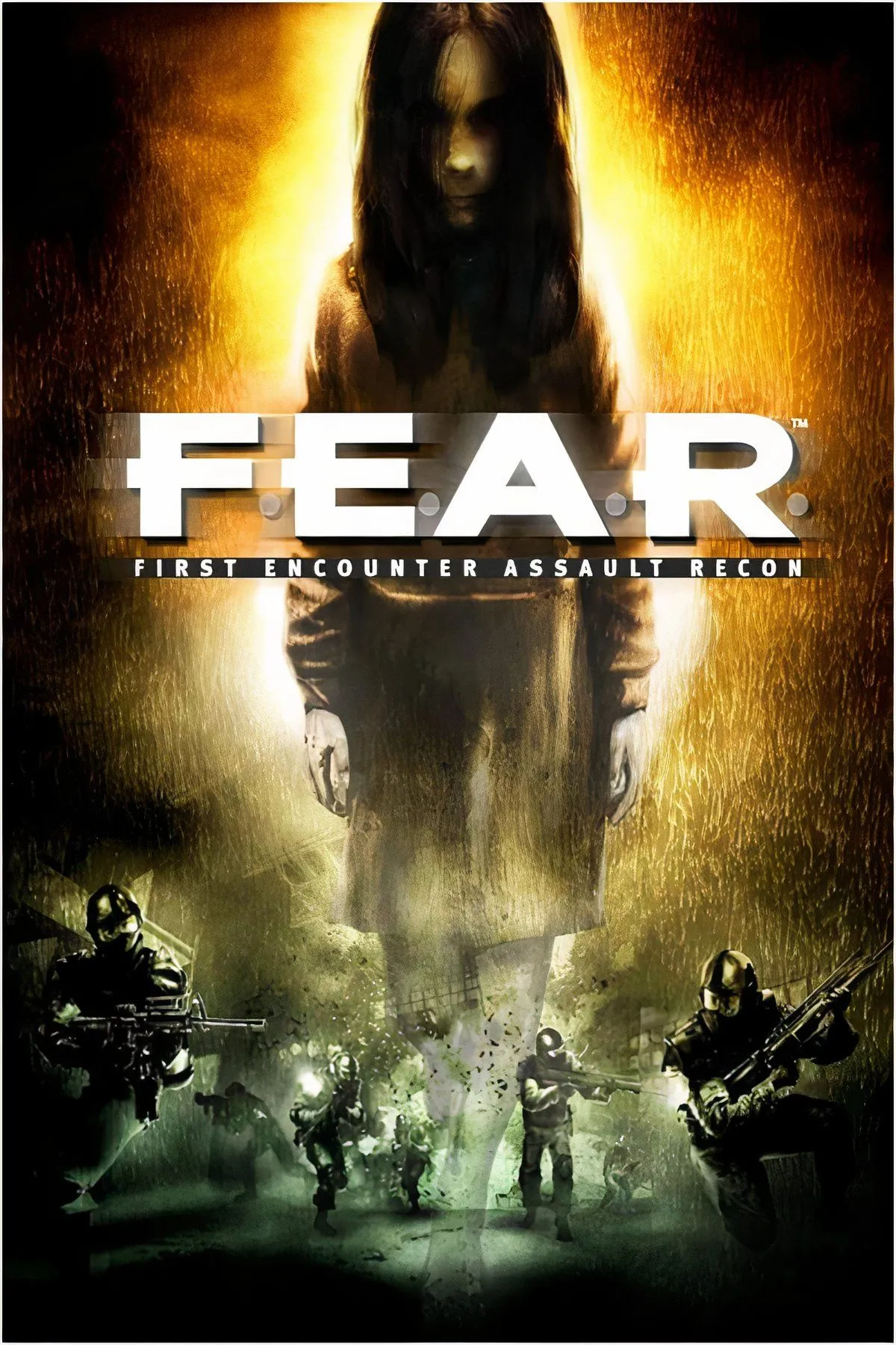 hình ảnh gameplay F.E.A.R. với bầu không khí căng thẳng và nhân vật chính