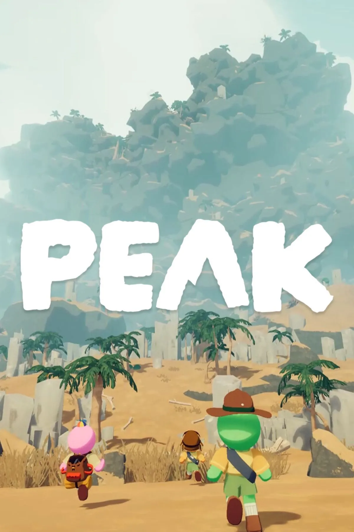 Hình ảnh gameplay game PEAK, hai nhân vật đang leo núi cùng nhau với cảnh quan ấn tượng