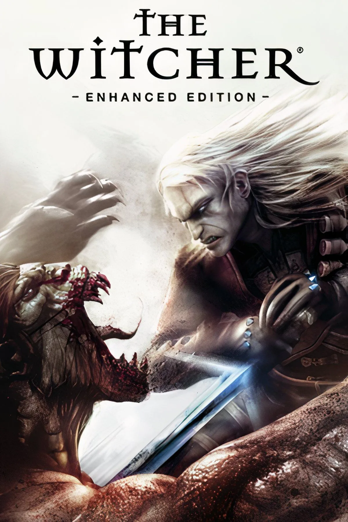 Hình ảnh Geralt of Rivia chiến đấu trong The Witcher: Enhanced Edition, minh họa đồ họa và phong cách của tựa game RPG PC độc quyền này.