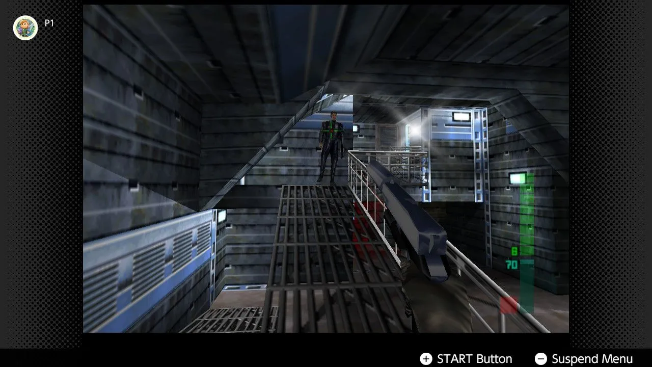 Hình ảnh nữ điệp viên Joanna Dark trong game bắn súng Perfect Dark trên Nintendo 64