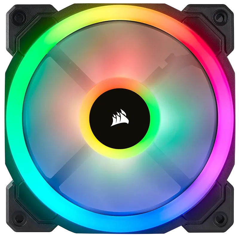 Hình ảnh quạt tản nhiệt Corsair LL120 RGB với hiệu ứng đèn LED đẹp mắt và thiết kế hiện đại