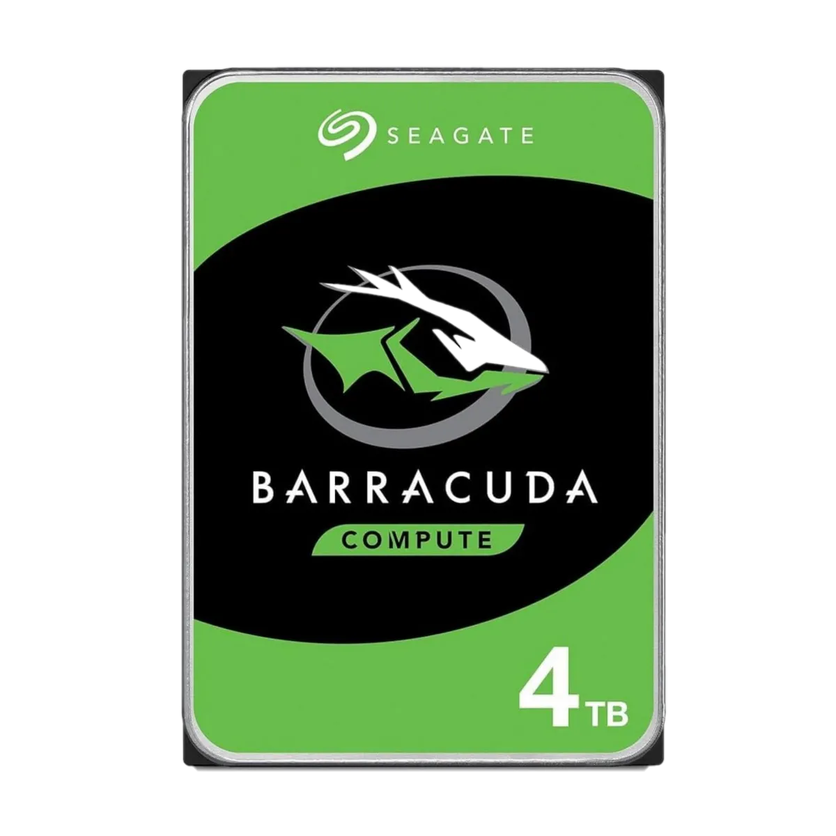 Hình ảnh render ổ cứng Seagate BarraCuda 4TB màu trắng, một lựa chọn phổ biến cho lưu trữ dữ liệu dung lượng lớn và giá cả phải chăng.