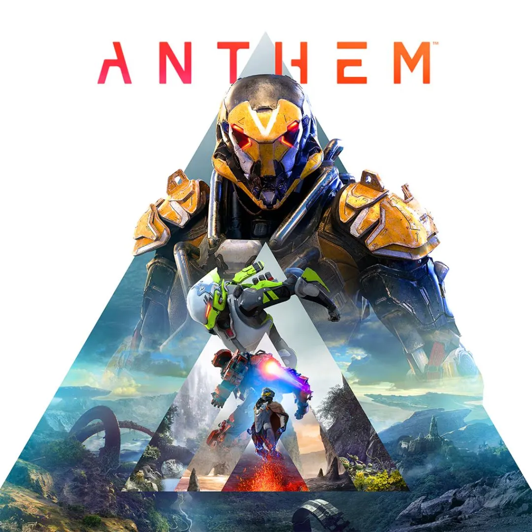 Hình ảnh sản phẩm của tựa game Anthem, minh họa bộ giáp Javelin trong môi trường game.