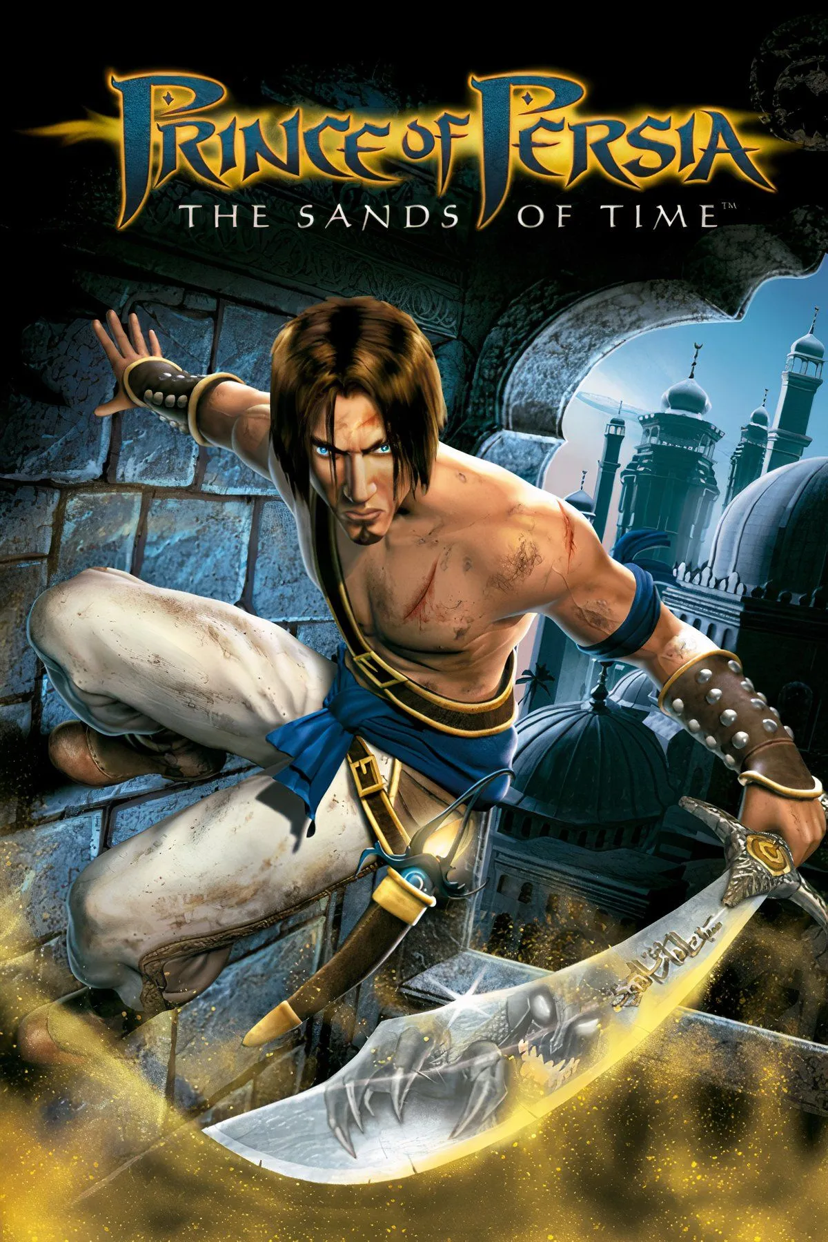 Hoàng tử đang thực hiện pha nhào lộn vượt chướng ngại vật trong Prince of Persia: The Sands of Time