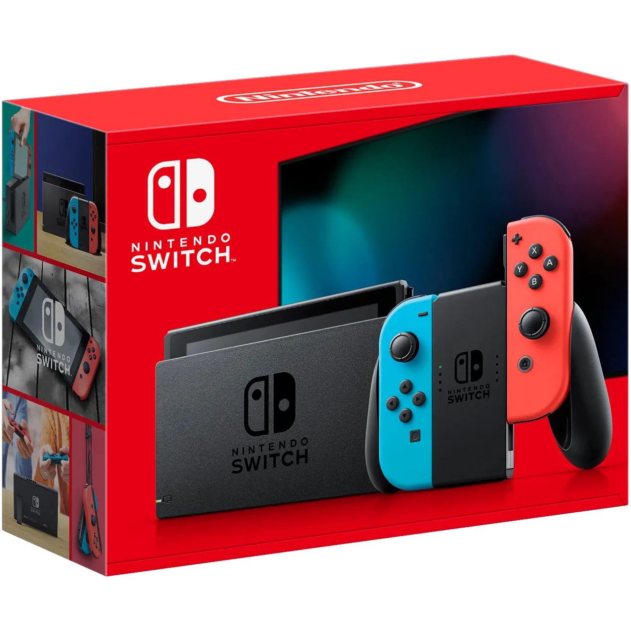 Hộp máy chơi game Nintendo Switch với Joy-Con màu xanh đỏ