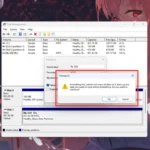 Hộp thoại cảnh báo khi định dạng ổ cứng trong Disk Management