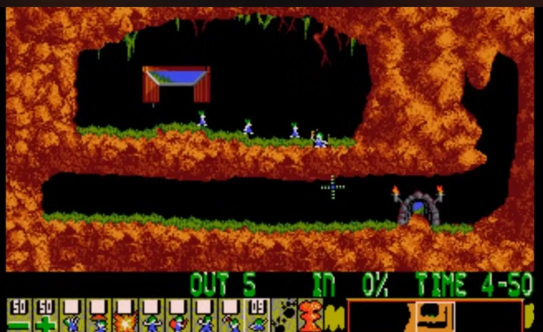 Hướng dẫn những chú Lemming đến lối thoát trong game Lemmings
