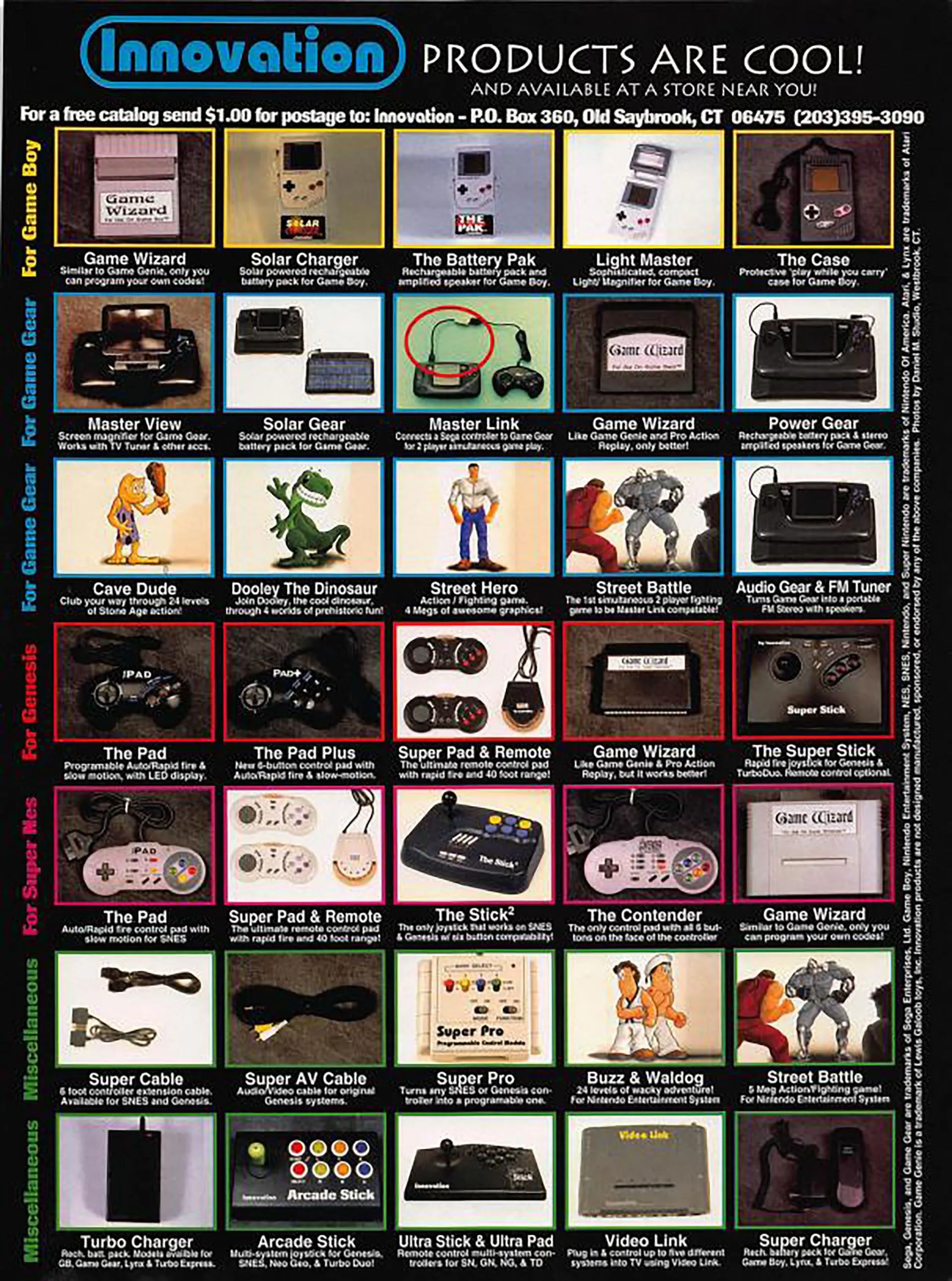 Innovation Advertisement featuring Game Wizard devices from Gamefan Magazine