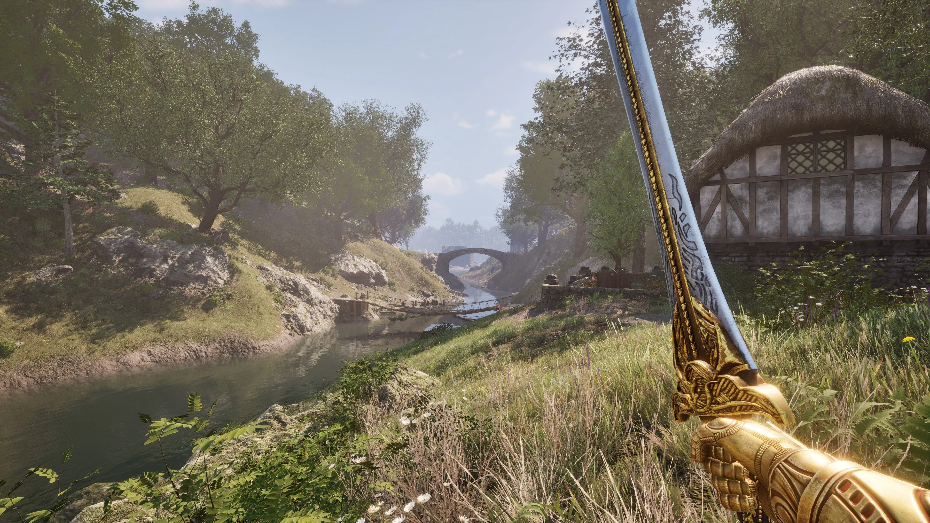 Khung cảnh thiên nhiên rộng lớn và chi tiết trong Oblivion Remastered, thể hiện môi trường game sống động