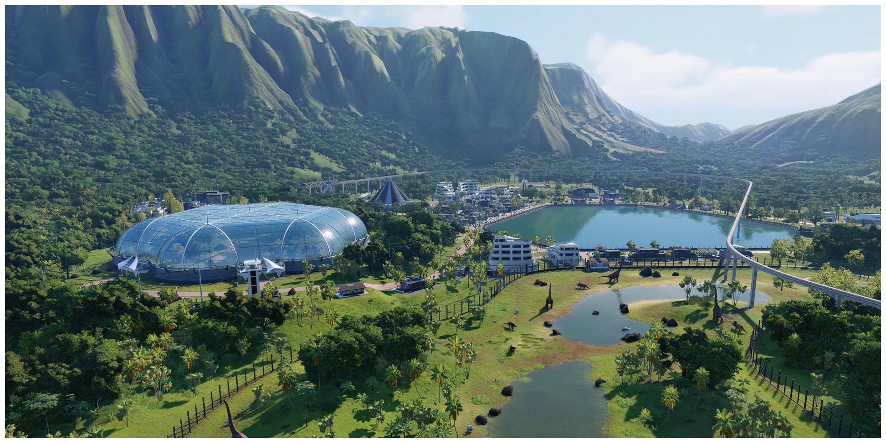 Khủng long khổng lồ di chuyển trong môi trường tự nhiên được tái tạo trong Jurassic World Evolution 2