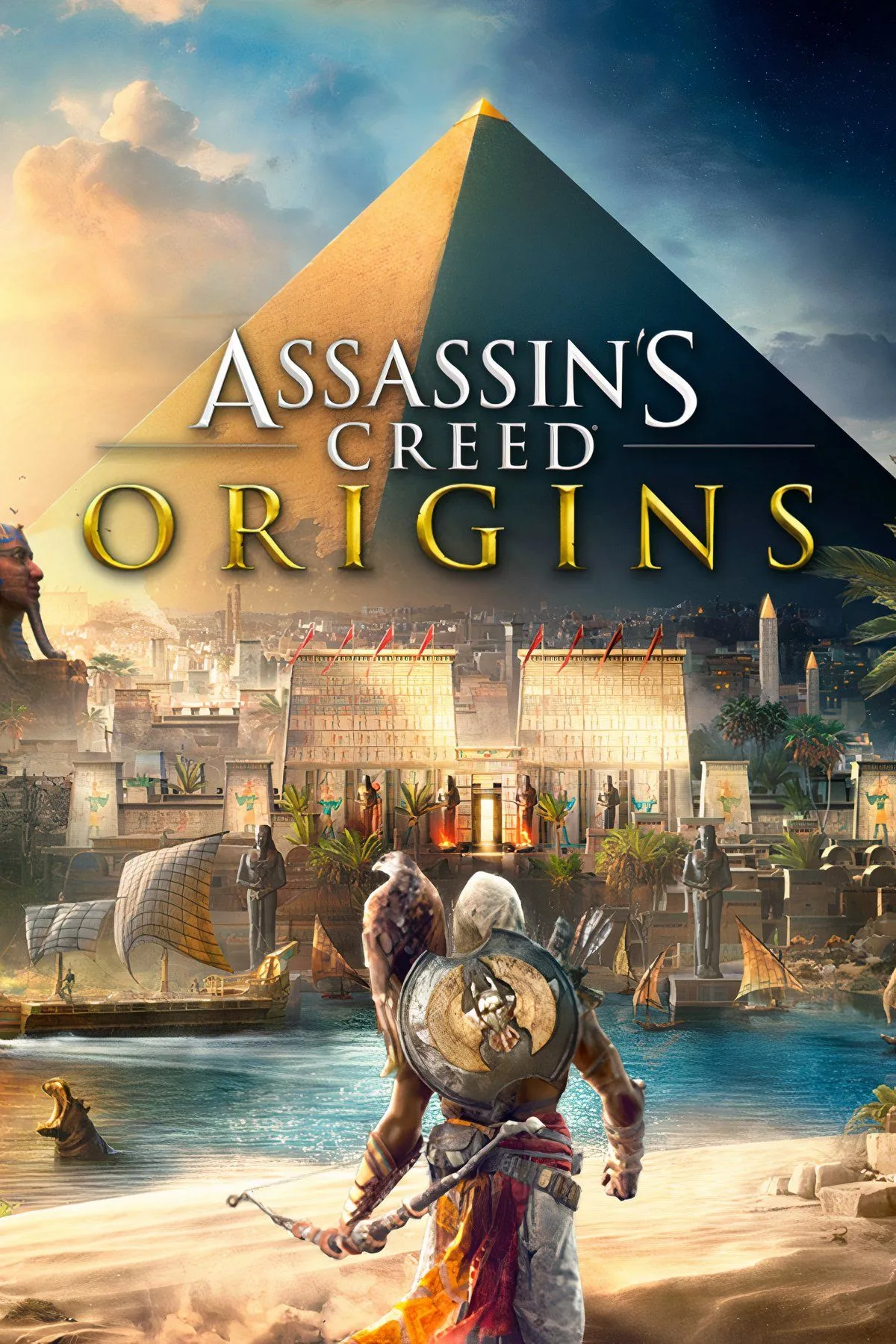 Kim tự tháp và tượng Nhân sư đồ sộ tại Ai Cập cổ đại trong Assassin's Creed Origins