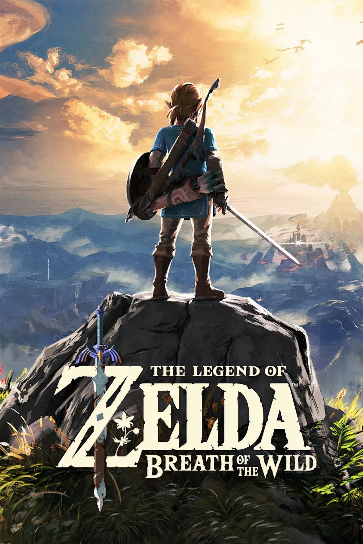 Link trong Zelda: Breath of the Wild cưỡi ngựa trên đồng cỏ
