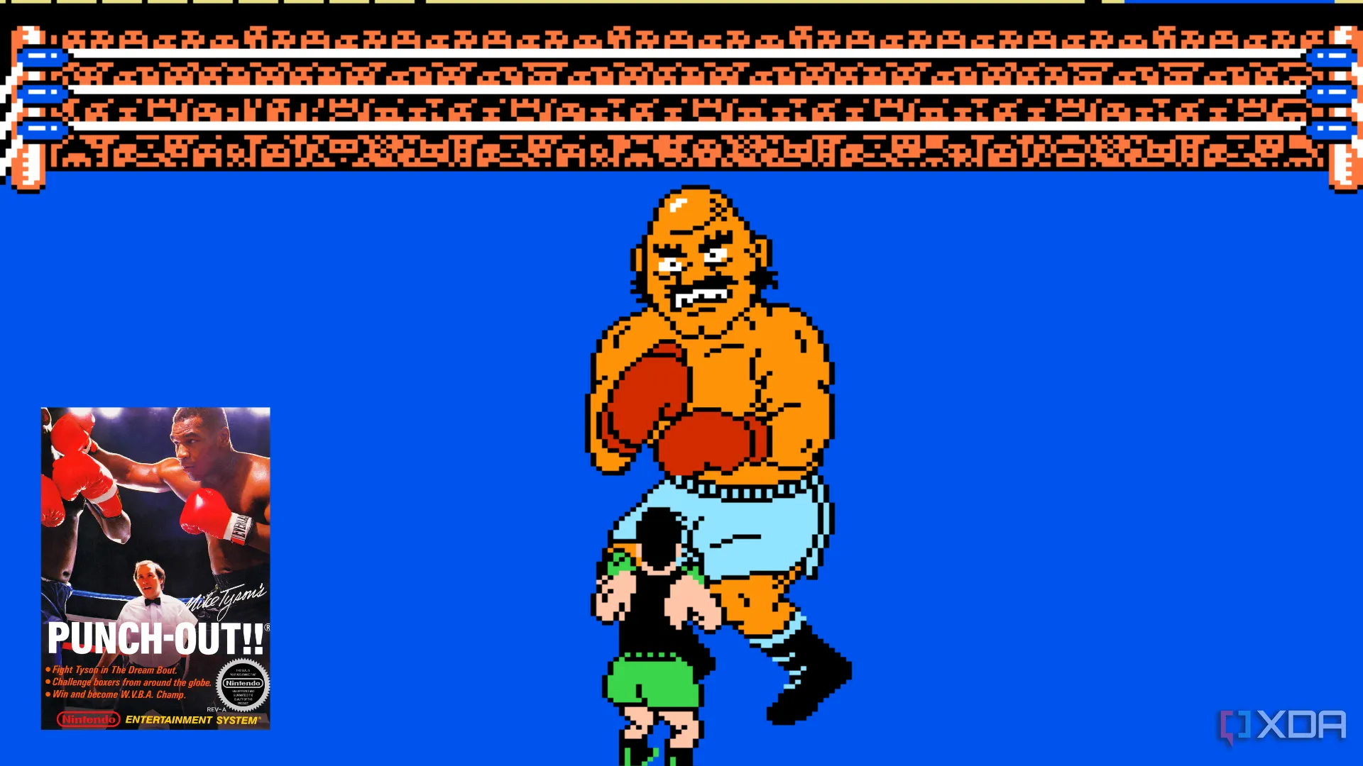 Little Mac đang chiến đấu với Bald Bull trong Mike Tyson's Punch-Out! trên NES