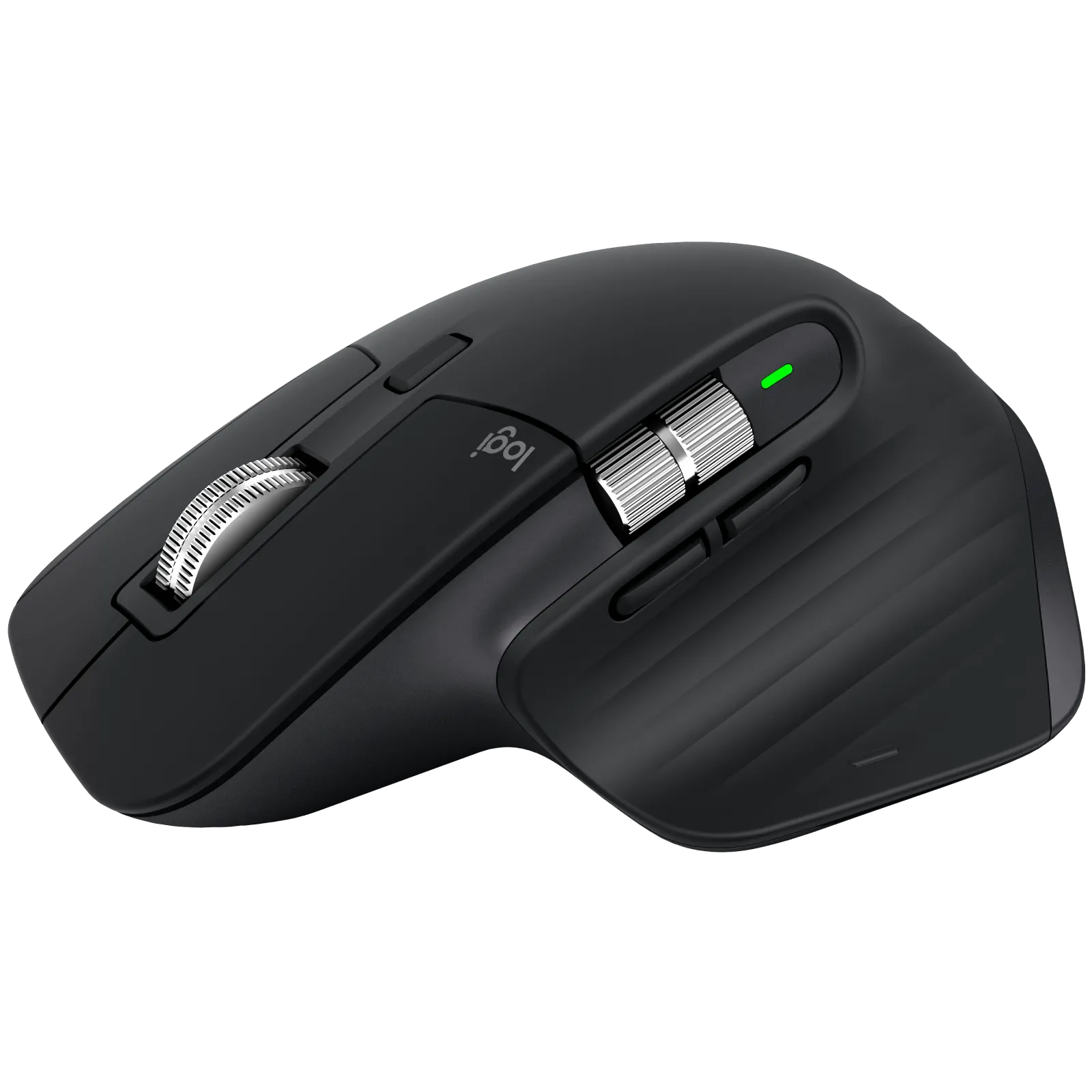 Logitech MX Master 3S màu đen với góc nhìn từ bên cạnh
