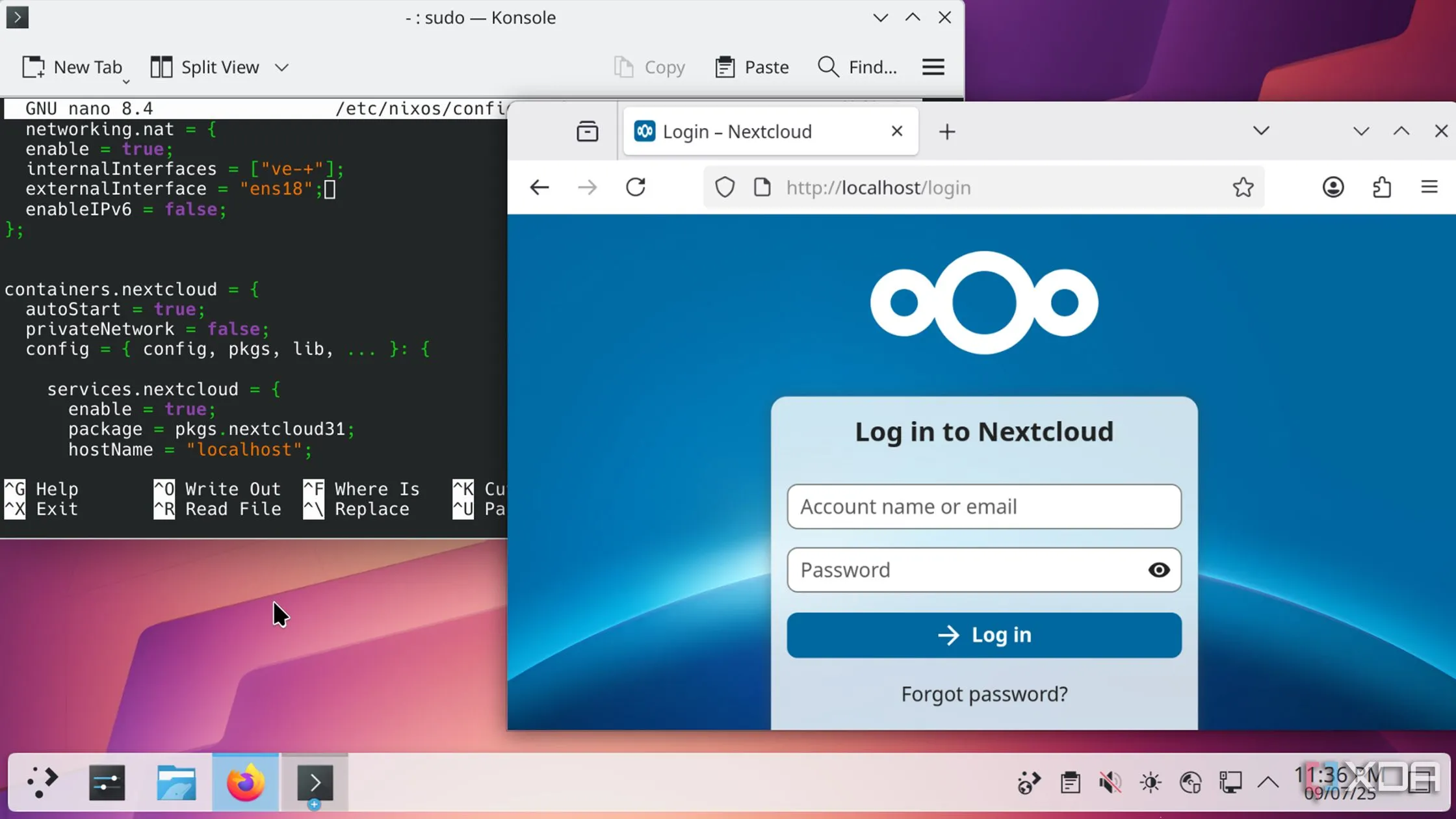 Màn hình desktop Linux chạy KDE Plasma trên NixOS, minh họa khả năng tùy biến sâu rộng và sự ổn định của môi trường này khi sử dụng các ứng dụng.