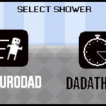 Màn hình game Shower With Your Dad Simulator 2015 với hai nhân vật hoạt hình đơn giản.
