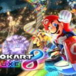 Màn hình tiêu đề game Mario Kart 8 Deluxe trên Nintendo Switch 2, hiển thị đồ họa sắc nét.