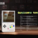 Mặt dưới của máy chơi game cầm tay Retroid Pocket Classic và thông tin nhà sản xuất