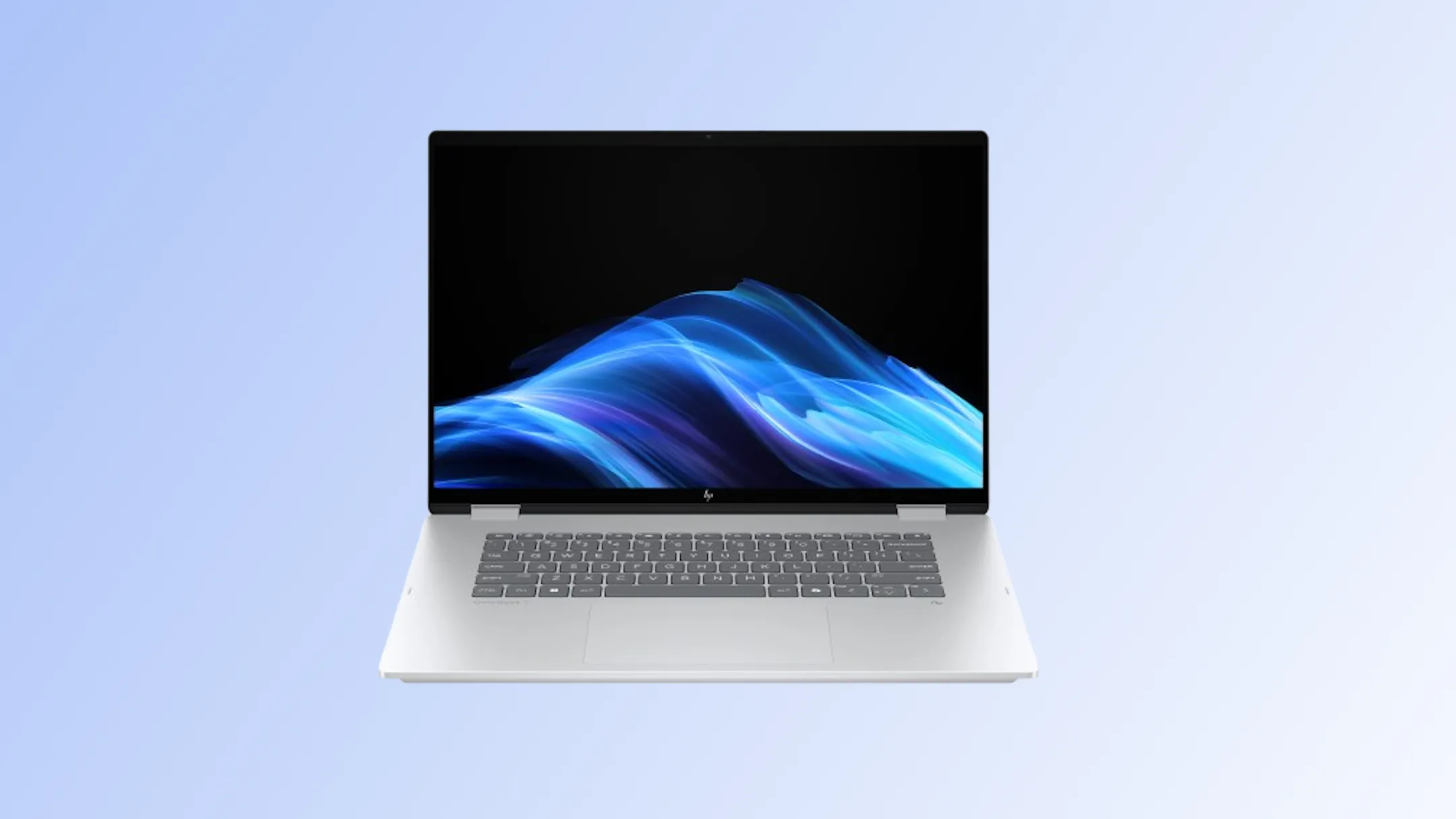 Mẫu laptop HP OmniBook 7 Flip 16 inch màu bạc Glacier, thiết kế hiện đại và linh hoạt