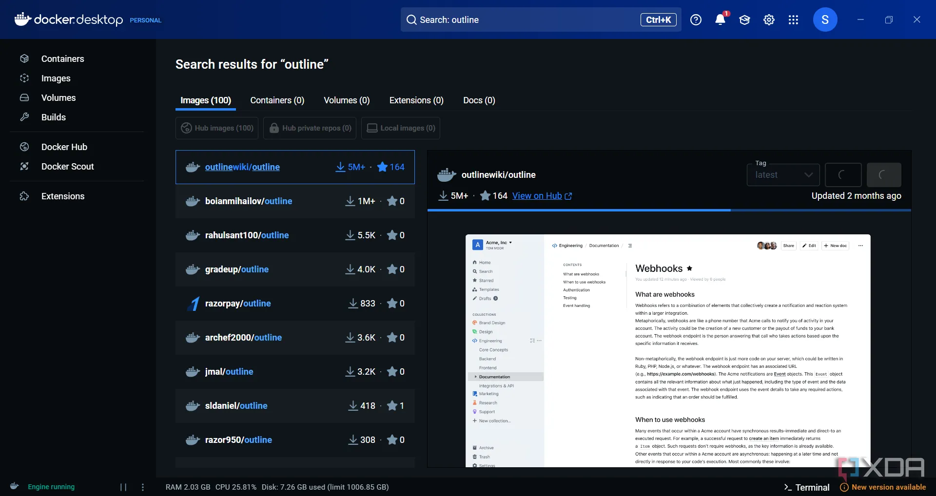 Một container Outline sẵn sàng để tự host trong Docker