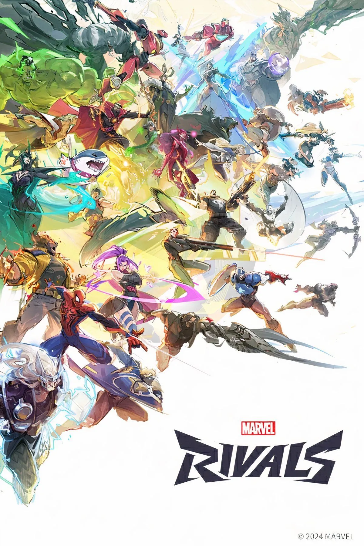 Một nhóm các anh hùng Marvel từ Marvel Rivals đang giao tranh trong game