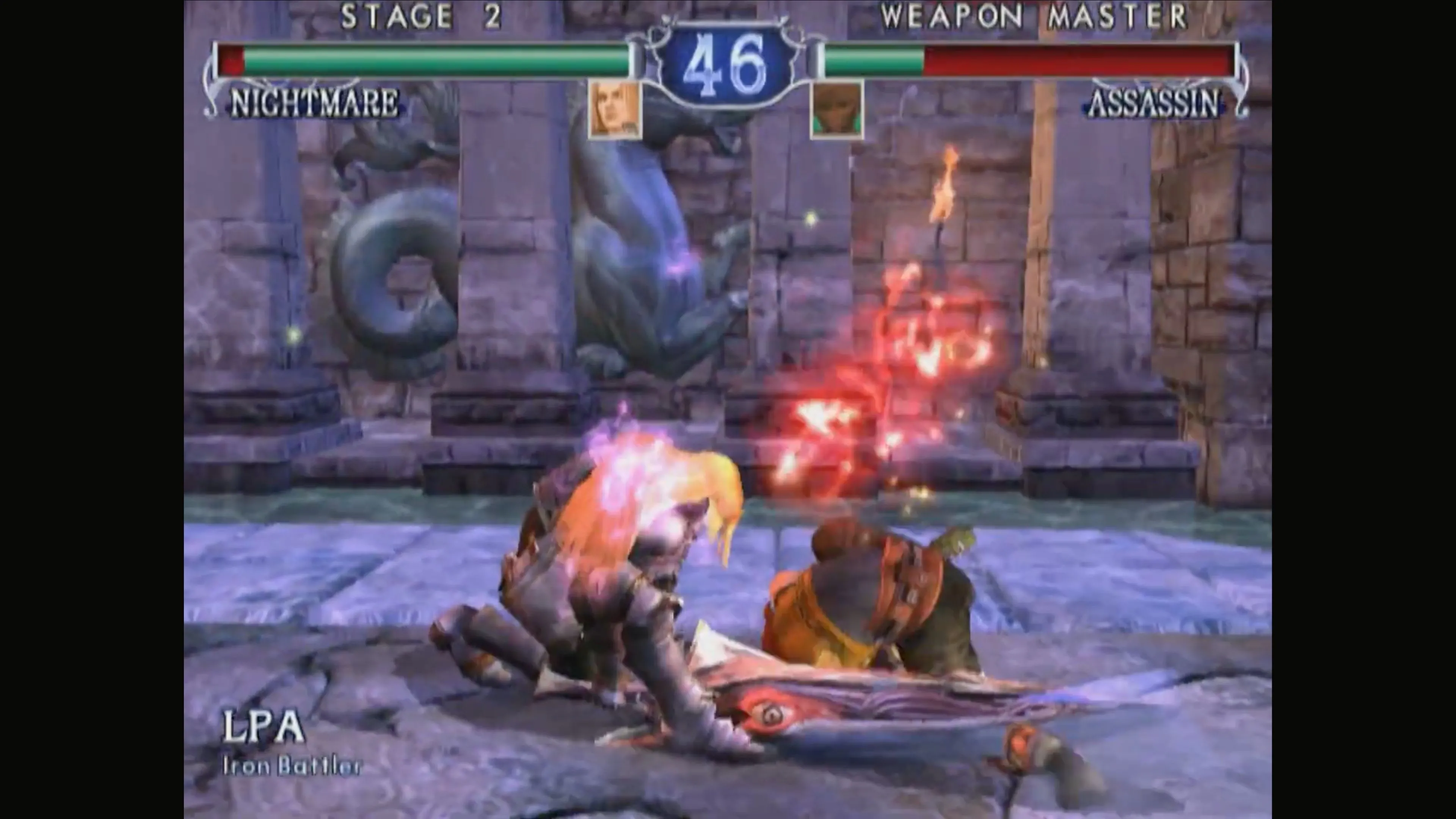 Một pha tấn công trong SoulCalibur II, thể hiện độ mượt khi chơi trên Nintendo Switch 2.
