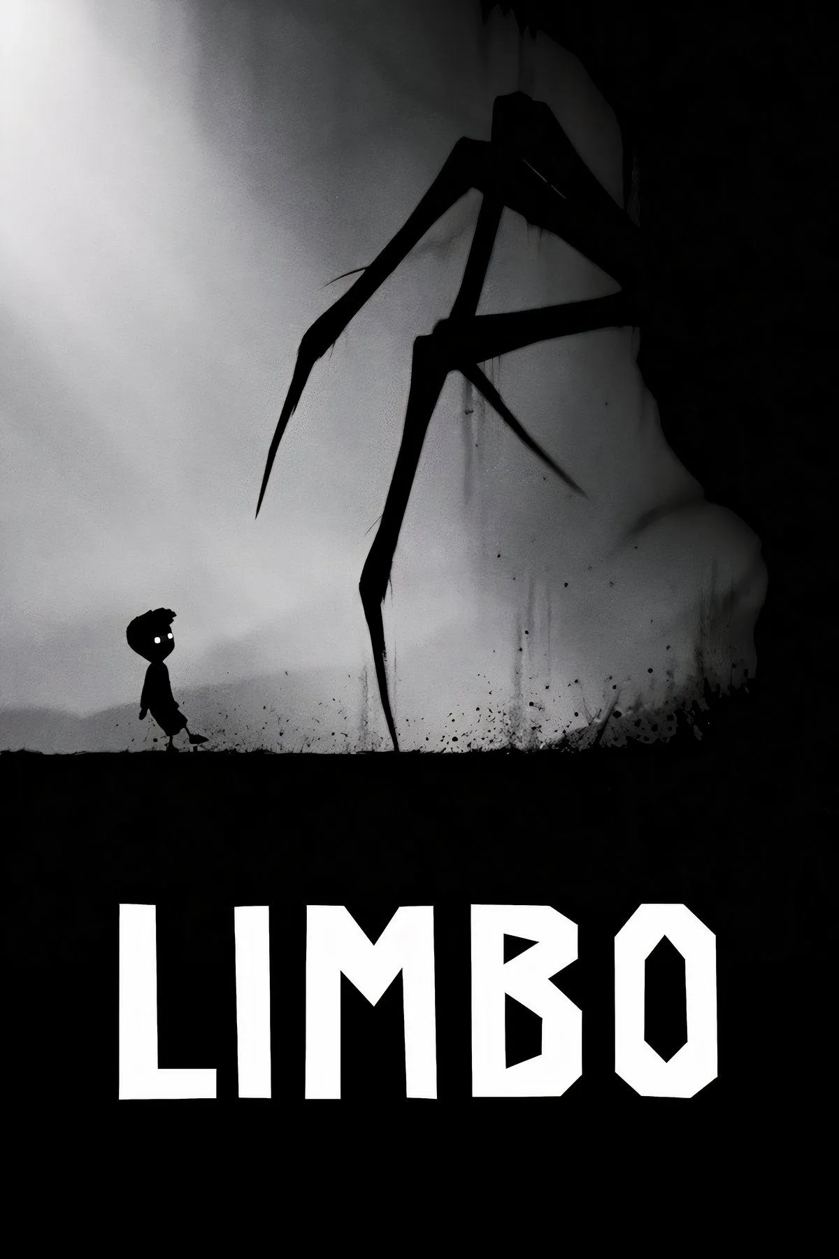 Nhân vật chính trong khung cảnh đen trắng u ám của game Limbo