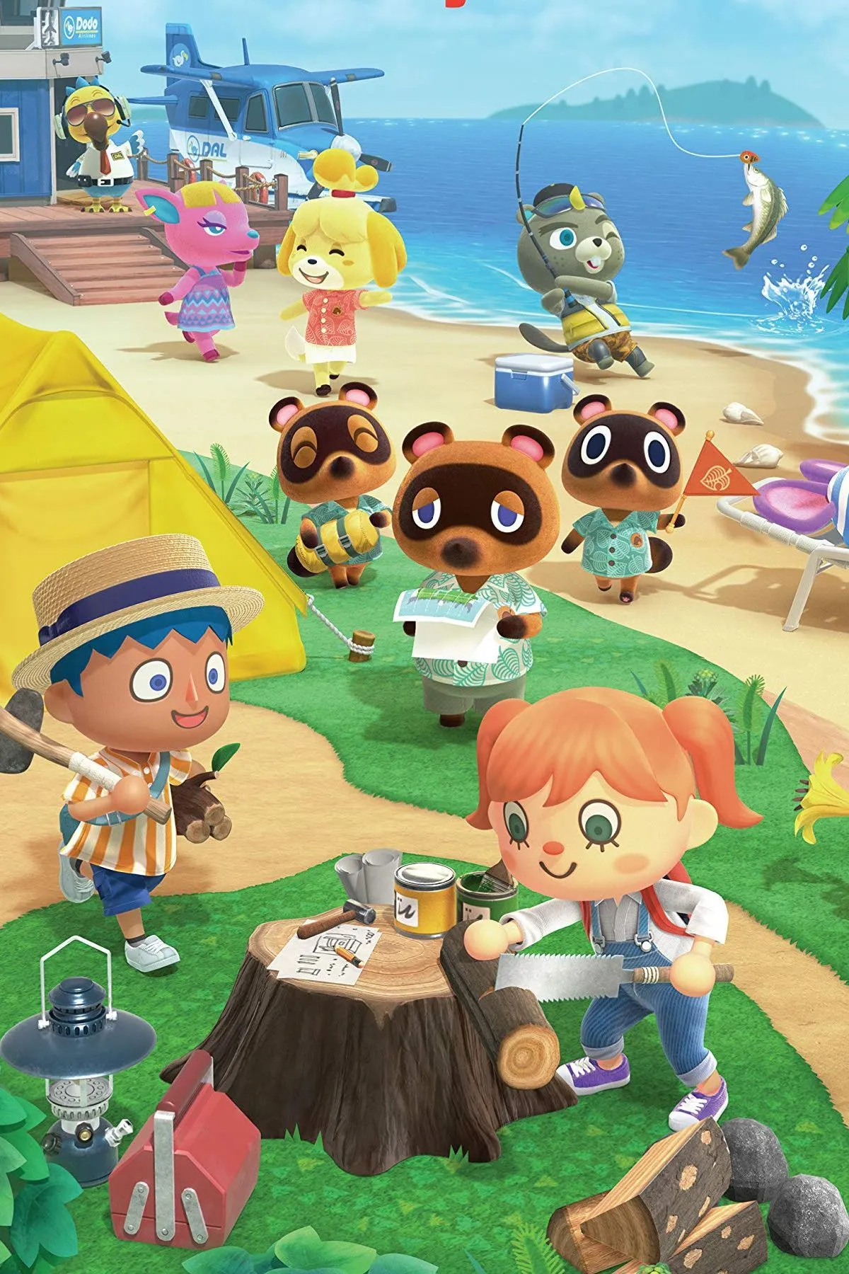 Nhân vật người chơi khám phá hòn đảo trong Animal Crossing: New Horizons, game mô phỏng đời sống thư giãn trên Nintendo Switch.