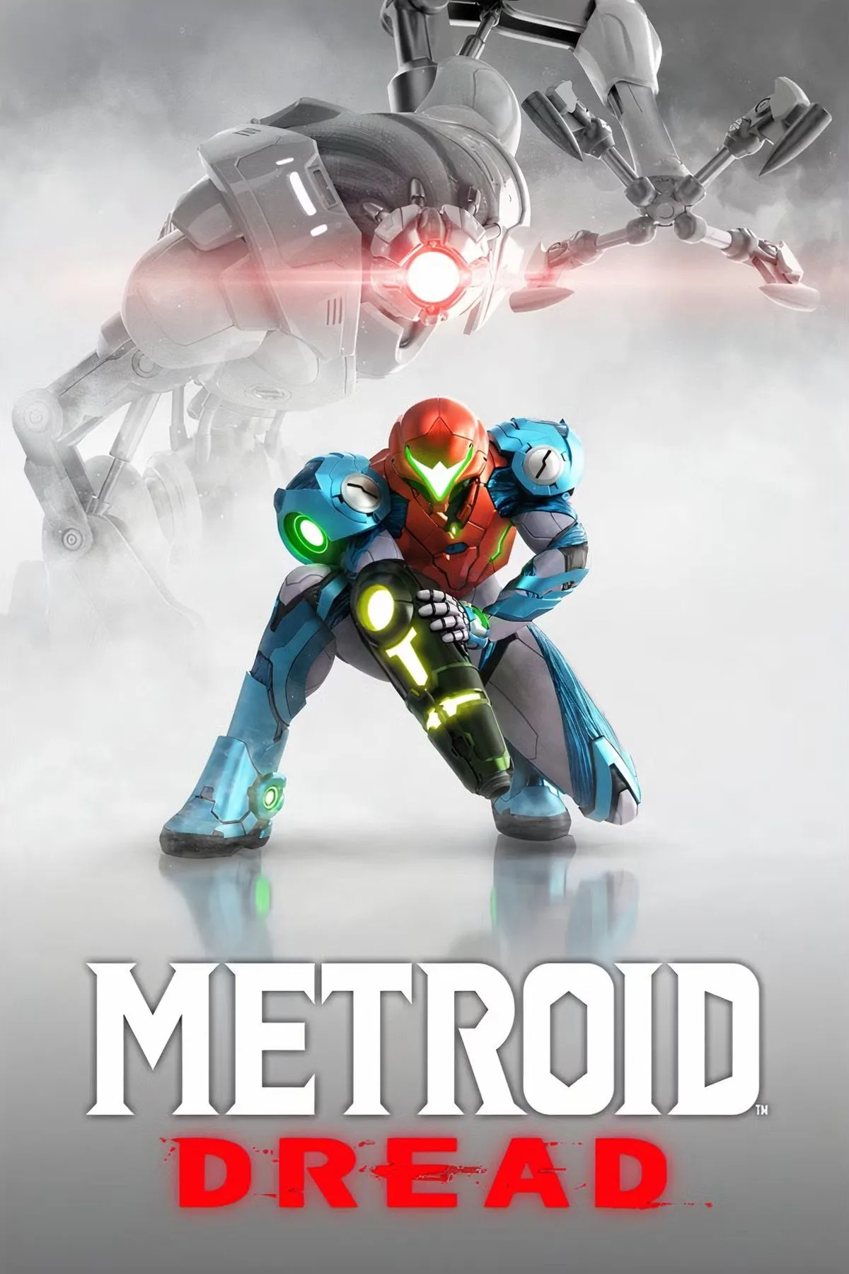 Nhân vật Samus Aran trong trang phục Power Suit màu cam đặc trưng của game Metroid Dread
