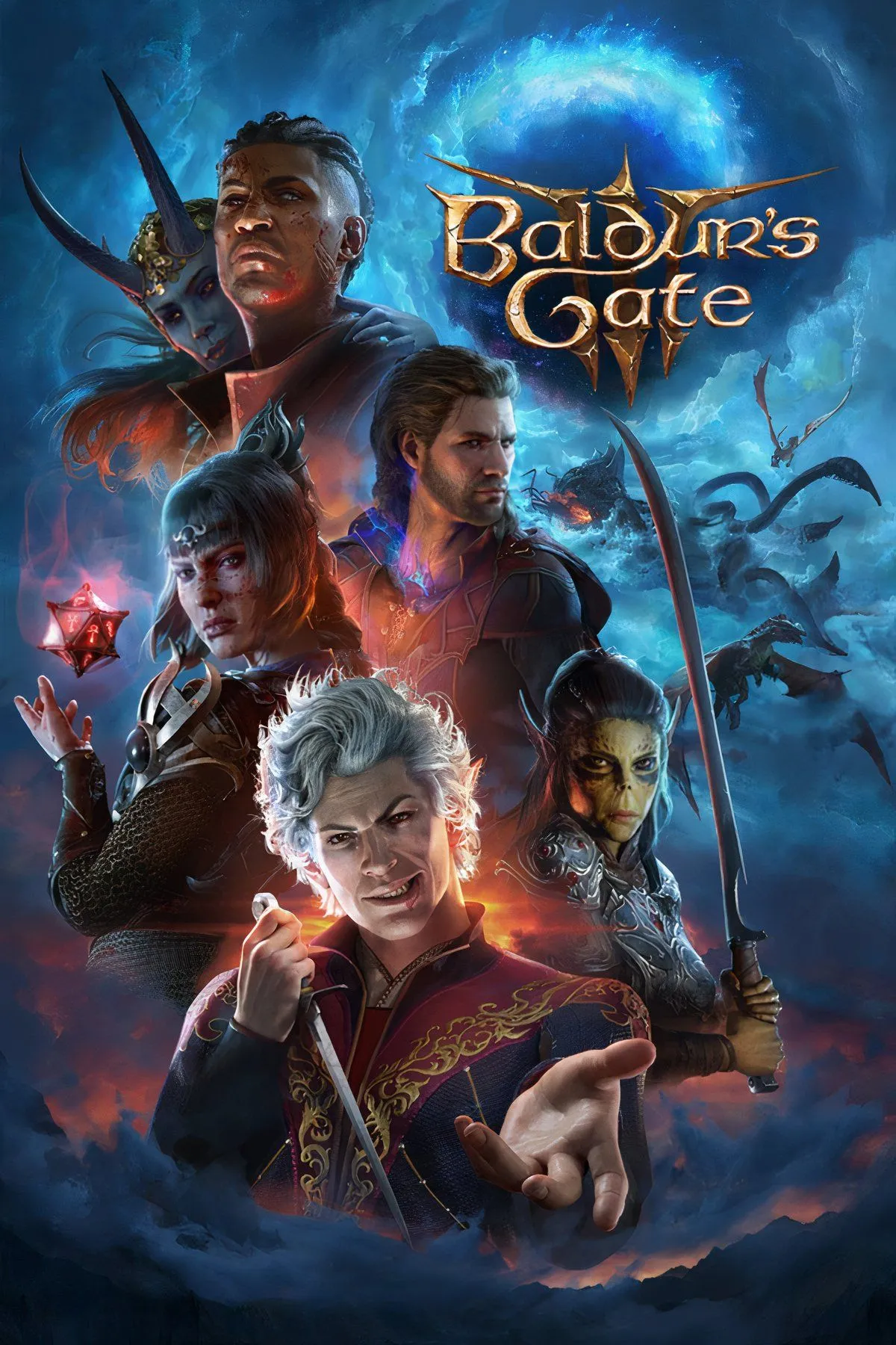 Nhóm nhân vật chiến đấu theo lượt trong Baldur's Gate 3 với các hiệu ứng kỹ năng.