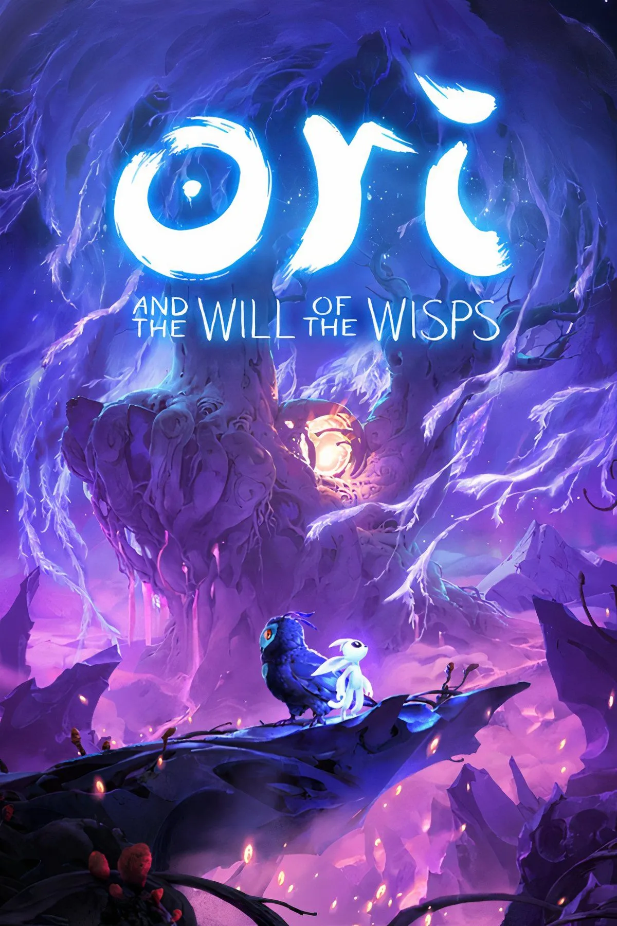 Ori and the Will of the Wisps - nhân vật Ori bay lượn trong khu rừng thần tiên đầy màu sắc.