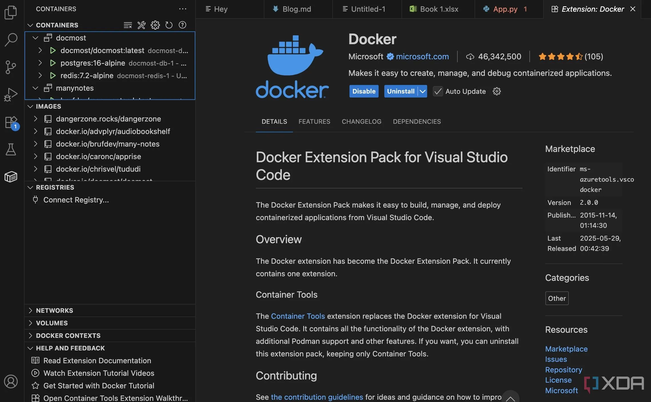 Quản lý Docker container, image, volume ngay trong giao diện VS Code