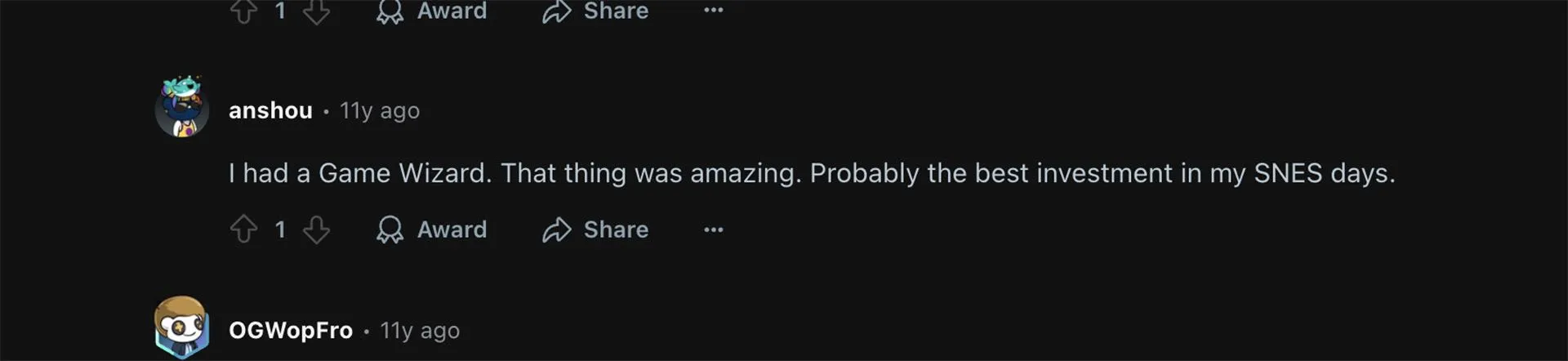 Reddit post about the Game Wizard