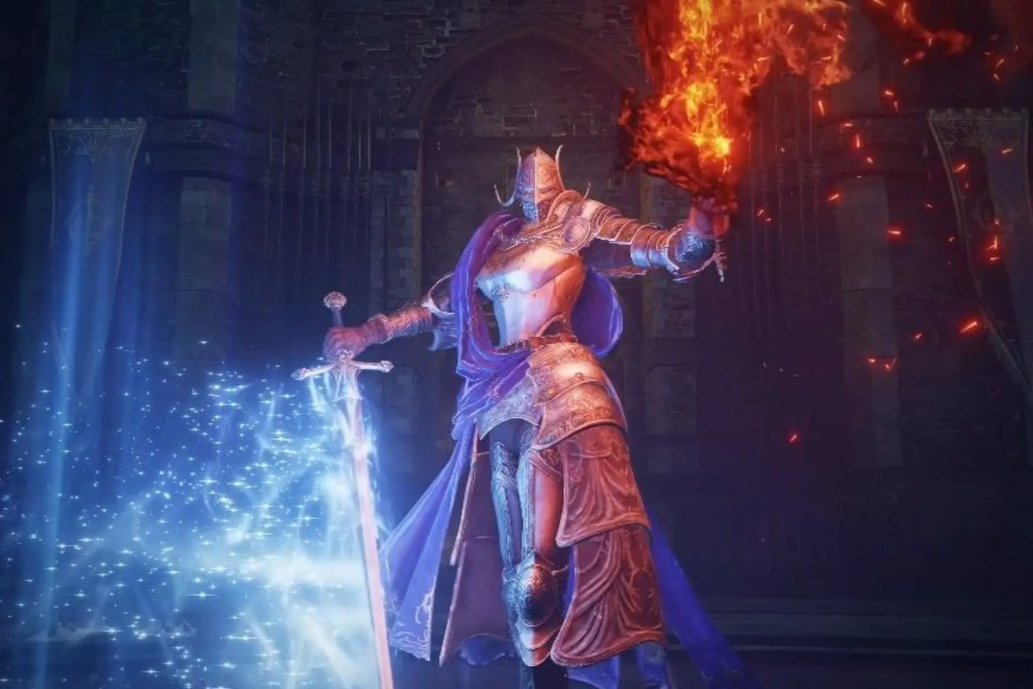 Rellana, Twin Moon Knight sử dụng kiếm lửa và phép thuật trong DLC Elden Ring Shadow of the Erdtree