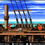Screenshot game Donkey Kong Country 2 trên Nintendo Switch Online, thể hiện cảnh Diddy và Dixie Kong trong màn chơi platformer rừng rậm.
