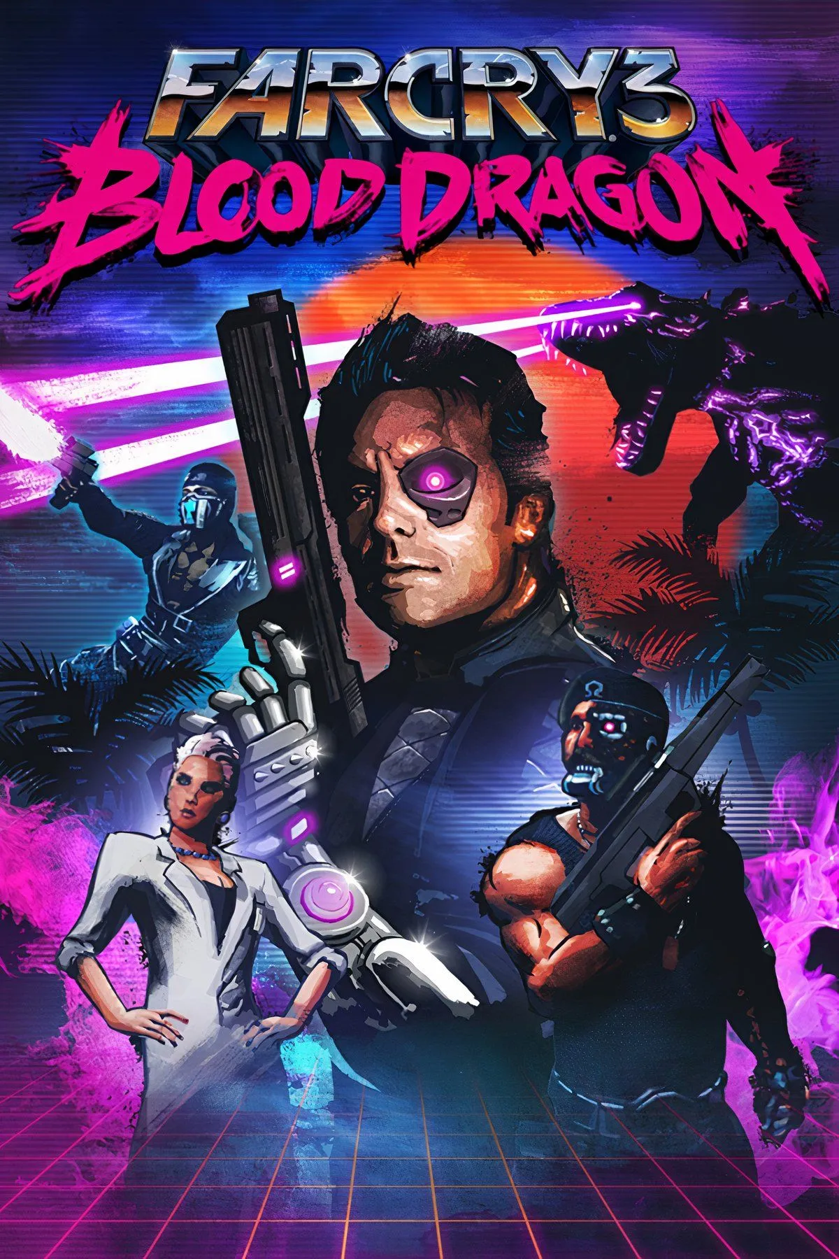 Sergeant Rex Colt trong Far Cry 3 Blood Dragon với phông nền neon đặc trưng
