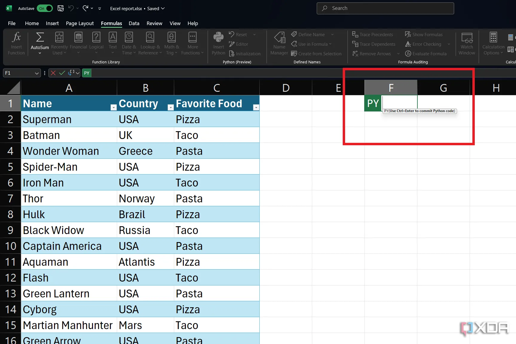 Sử dụng hàm Python trực tiếp trong ô Excel để phân tích dữ liệu