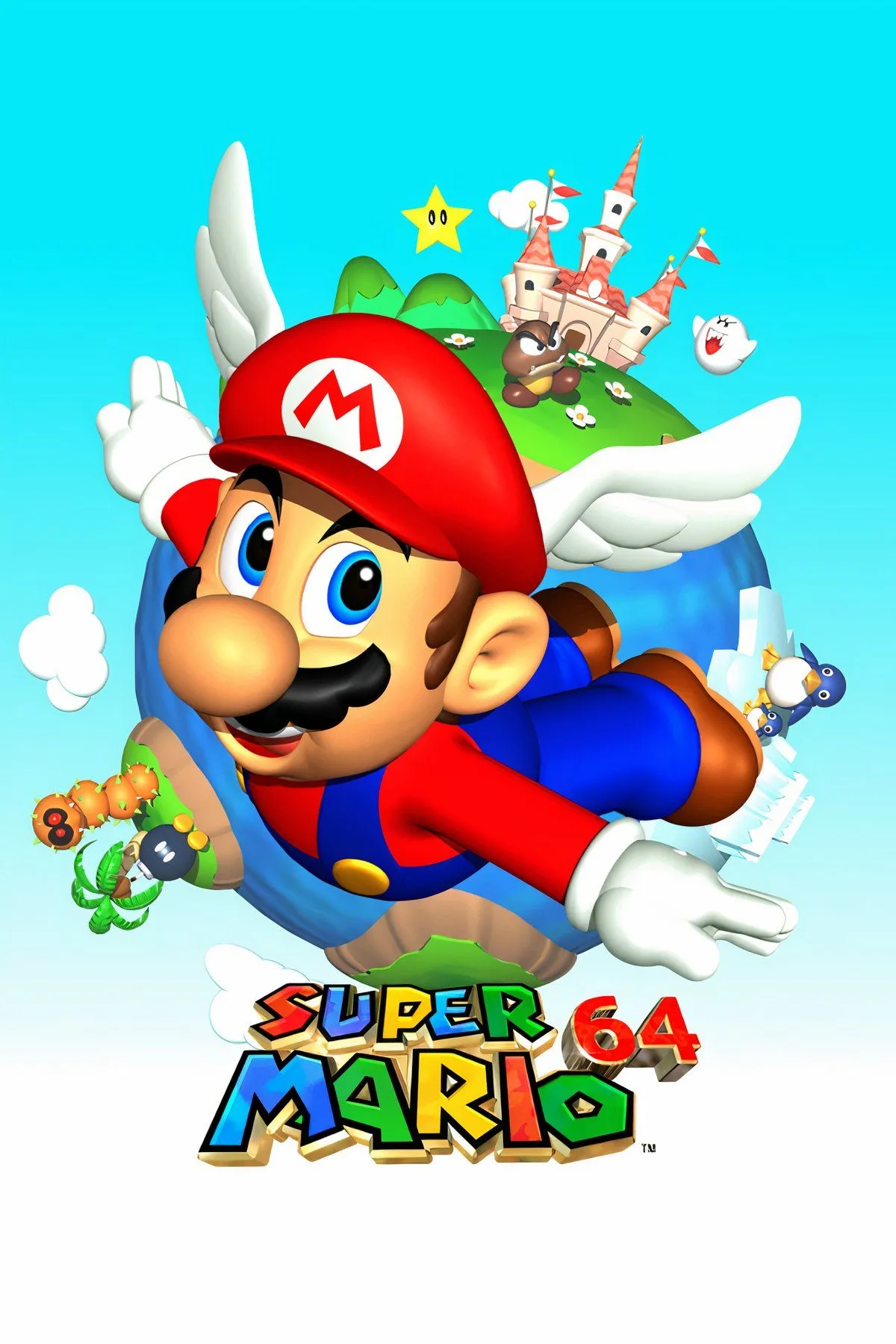 Super Mario 64 với Mario nhảy trên màn hình