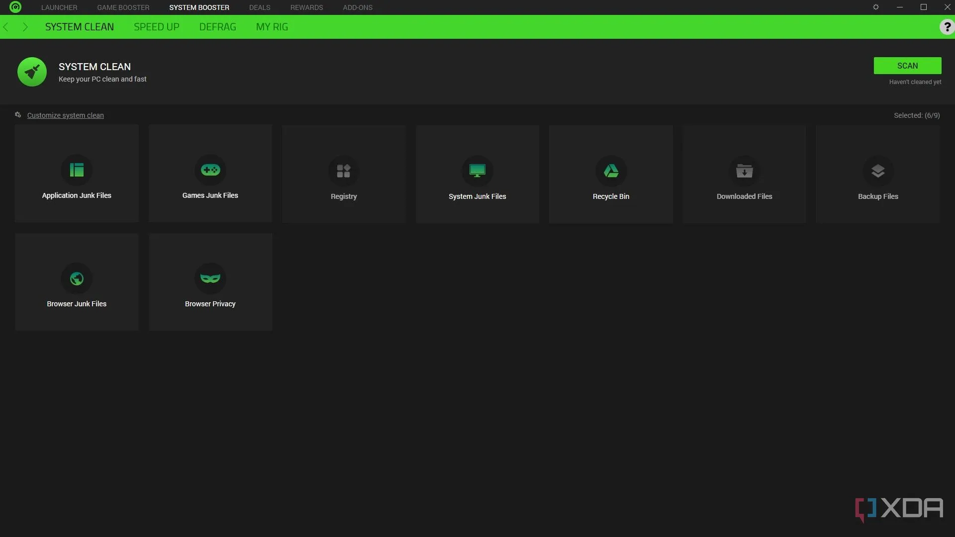 Tab &quot;System Booster&quot; trong Razer Cortex, hiển thị tùy chọn tối ưu hệ thống và tăng FPS khi chơi game.