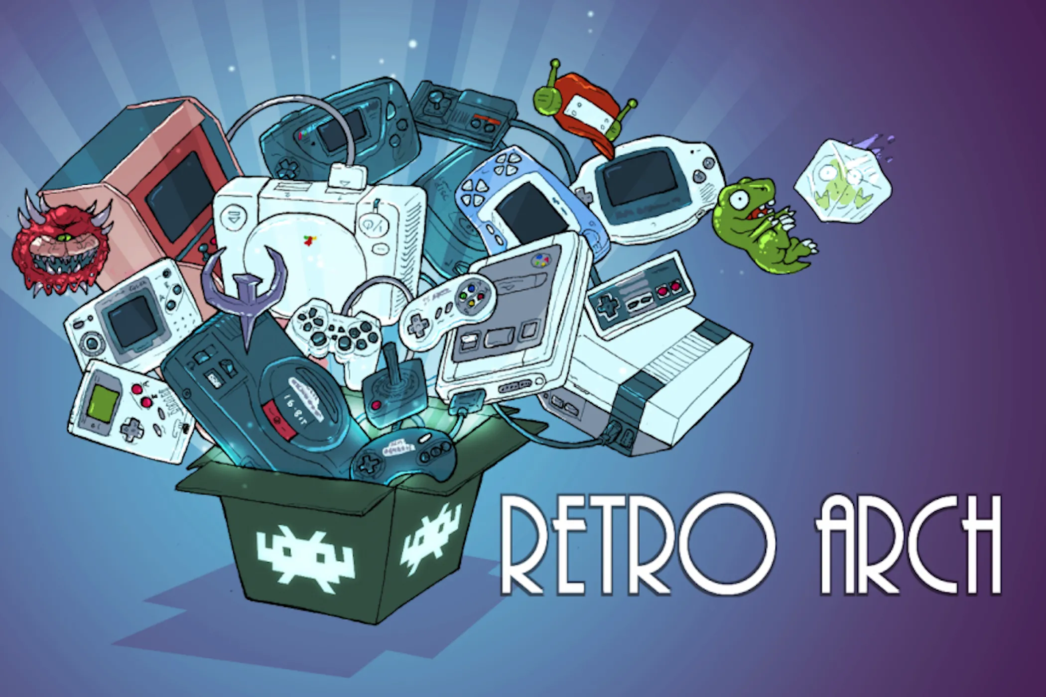 Tác phẩm nghệ thuật và logo của RetroArch