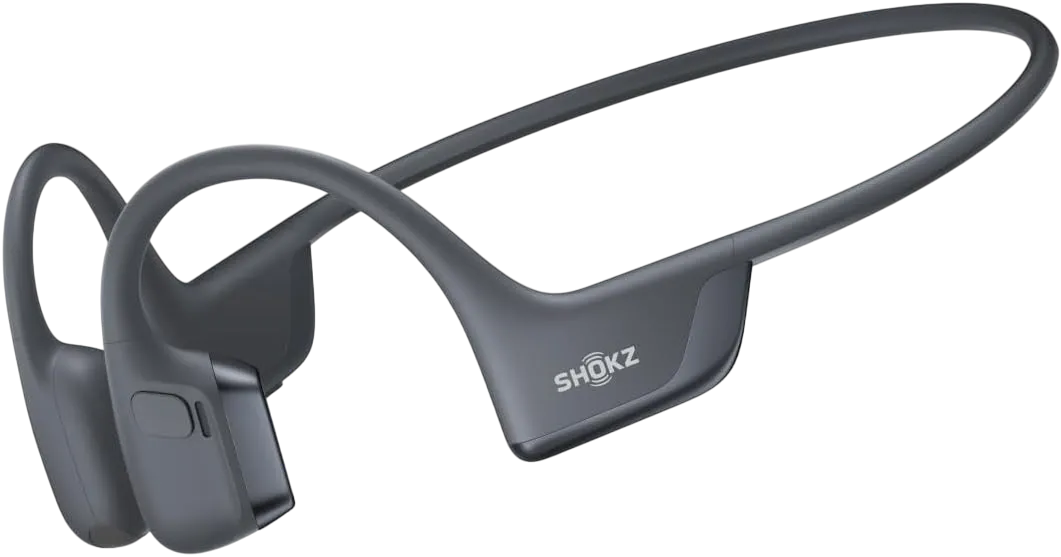 Tai nghe dẫn truyền xương Shokz OpenRun Pro 2 màu đen và hộp sản phẩm, thể hiện thiết kế độc đáo cho trải nghiệm nghe mở.
