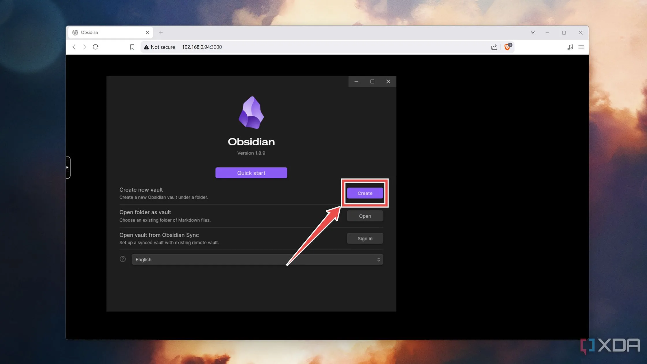 Tạo một Vault mới trong Obsidian trên Docker