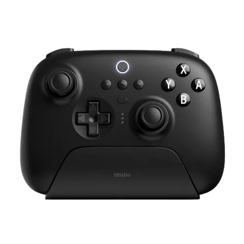 Tay cầm chơi game không dây 8BitDo Ultimate Wireless với dock sạc tiện lợi.